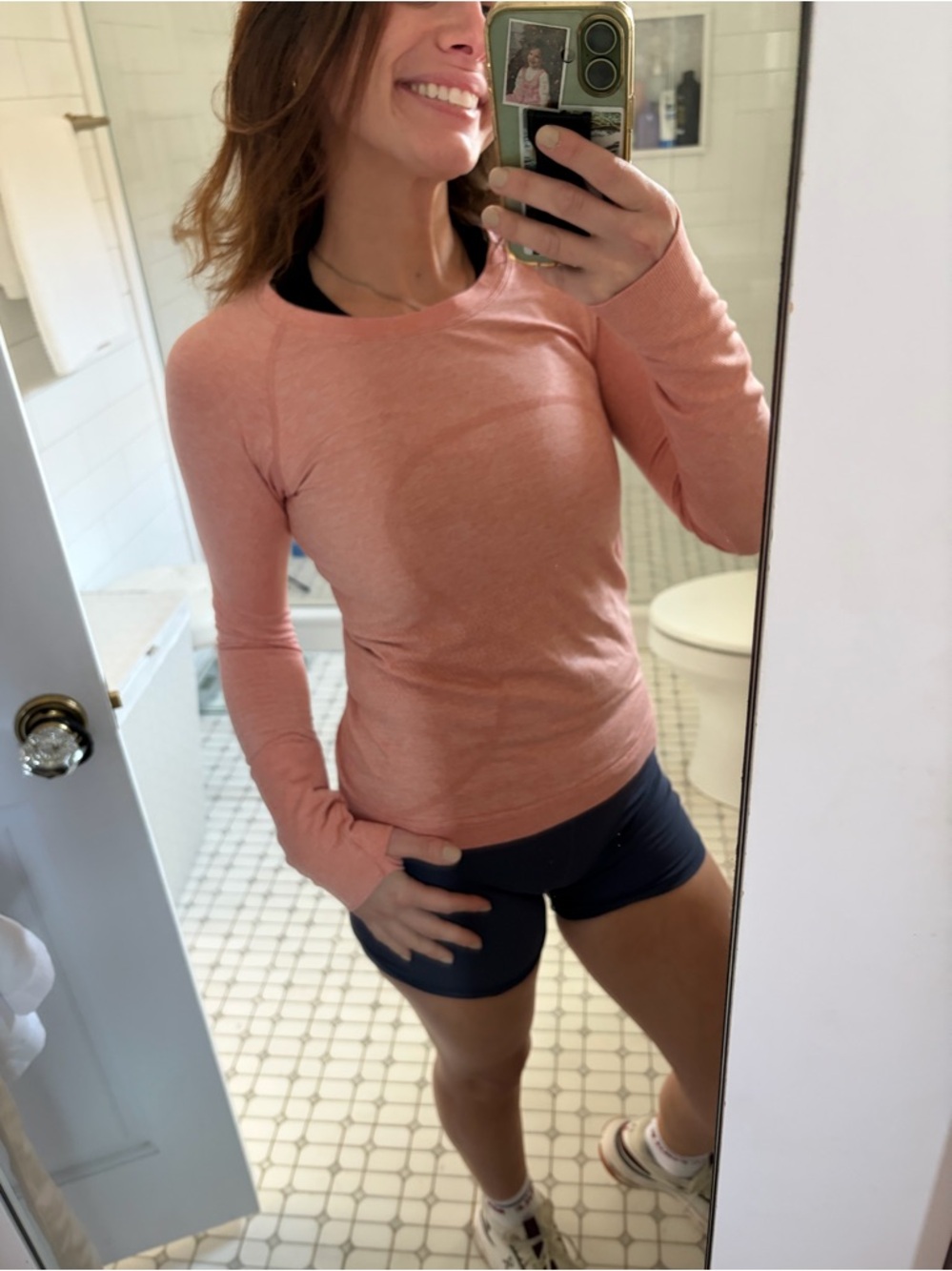 Lululemon Seamless Long Sleeve Top Thumbholes Pink Athletic Workout Shirt